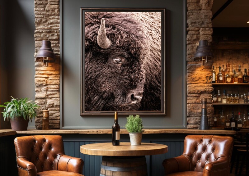Bison photo wall art, buffalo canvas print, western decor, large photo wall art, rustic cabin decor, old west print